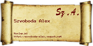Szvoboda Alex névjegykártya